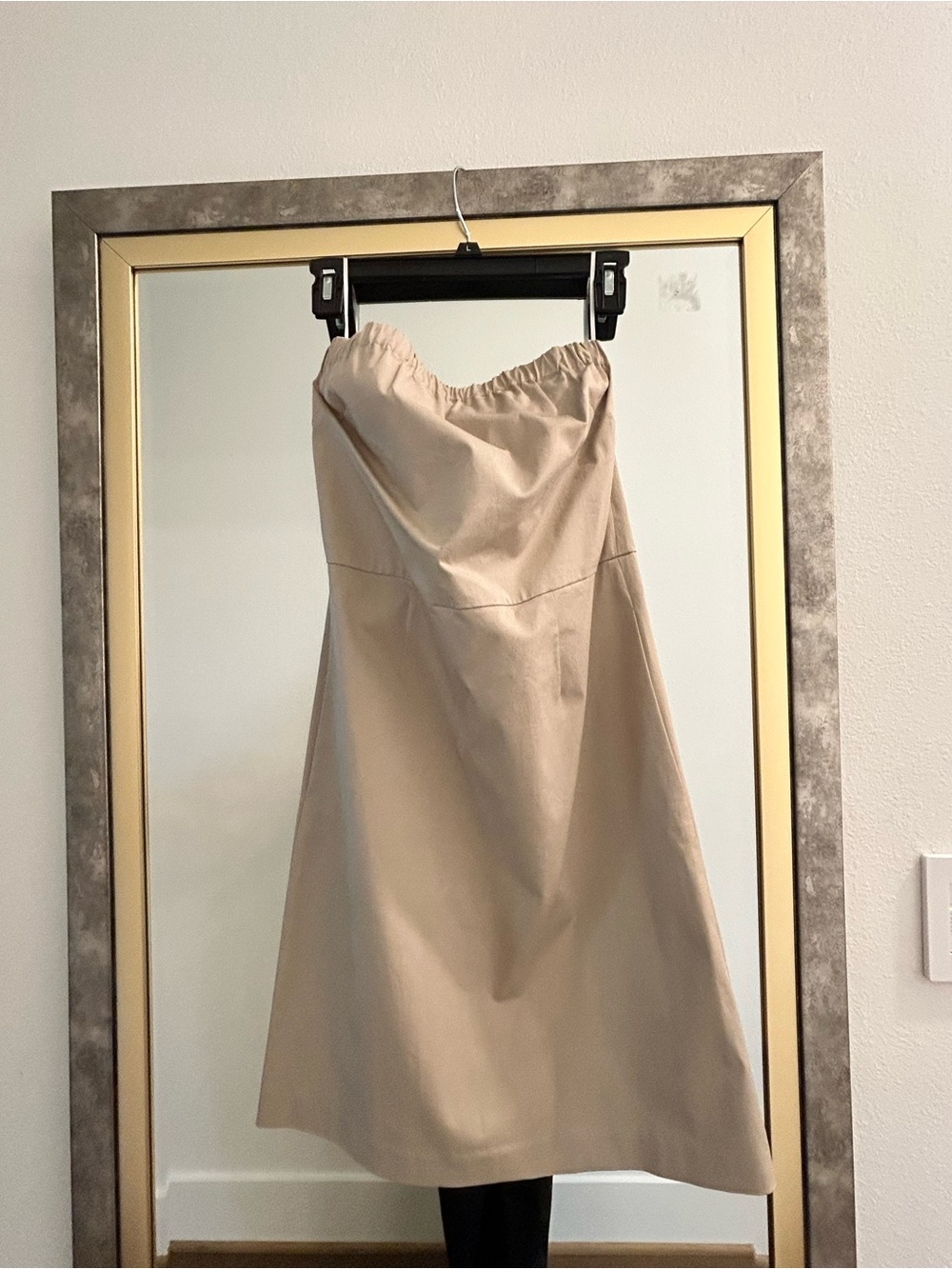 Theory Neutral Tan Strapless Dress